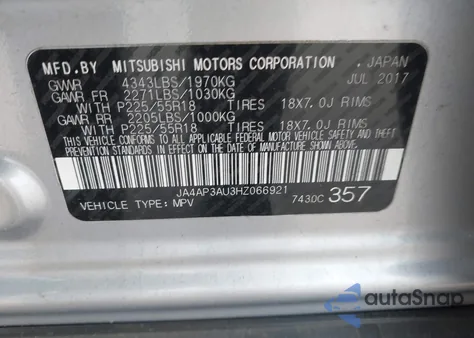 2017 Mitsubishi Outlander Sport 2.0 Le from USA, damaged, VIN JA4AP3AU3HZ066921